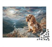 Cane domestico carino - Cartone rigido - Cocker Spaniel sulla rupe della montagna rocciosa - Puzzle classico - Regalo per adulti per l’allenamento cerebrale - 52x38cm/1000 pezzi