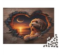 Cane d'oroPuzzle Fai Da Te 1000 Pezzi Cartone Spesso Muro rotto a forma di cuore Allenamento Cognitivo Anziani, Miglioramento Memoria, Legame Familiare Regalo 70x50cm/1000pcs