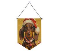 Cane Duchshund di Natale Giallo appeso alla parete banner con asta telescopica porta anteriore banner esterno patio arredamento per Festival & giorno speciale banderine para fiestas