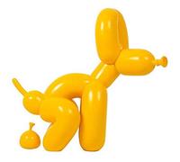 Cane E Cacca Di Palloncino Lucido Figurines,jeff Koons Arte Scultura Realizzato A Mano Cucciolo Statua Soprammobili Creativo Regalo Modern Decorazione Ufficio Ornamenti Giallo 23x9.5x22cm(9x4x9inch)