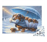 Cane e Cuccioli nella Neve Puzzle 1000 Pezzi per Adulti 38x26cm/1000pcs