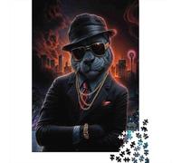 Cane Elegante Cool Puzzle 1000 Pezzi Carta per Adulti Vista Notturna della Città Gioco di Puzzle per Famiglia Relax Casa 38x26cm/1000pcs