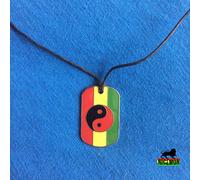 Cane Etichetta Rasta Ying Yang Collana Pnedente Jah Love Jamaica Reggae 1 Sz Per