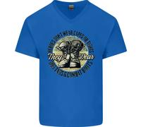 Cane Etichette Militare Veterano Marines Pippo Uomo Scollo A V Cotone T-Shirt