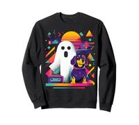 Cane Fantasma retrò Divertente e inquietante per Gli Amanti degli Animali Domestici di Halloween Felpa