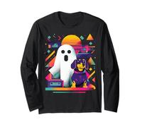 Cane Fantasma retrò Divertente e inquietante per Gli Amanti degli Animali Domestici di Halloween Maglia a Manica