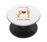 Cane fedele che offre un cuore minimale Pet Love Design PopSockets PopGrip Adesivo