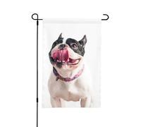Cane felice e curioso, bulldog francese,Bandiera da giardino per esterni e interni, stendardo decorativo bifacciale 30x45 cm