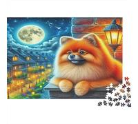 Cane Fluffy Vista Notturna Città Puzzle 1000 Pezzi Puzzle per Adulti Carta Relax Migliora la Concentrazione Decorazione Casa Regalo Festa 38x26cm/1000pcs
