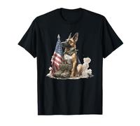Cane Fresco con Attrezzature Militari nei Colori degli Stati Uniti Maglietta