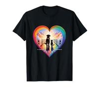 Cane Gatto Amore Rainbow Heart Paw Friends Forever Maglietta