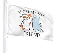 Cane Gatto Bandiera 4x6 FT Simpatico Cartone Animato Animale Gattino Cagnolino Migliore Amico Bandiere per Esterni Grande Benvenuto Cortile Striscioni Casa Giardino Cortile Prato Decor Nero Bianco B