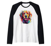 Cane Golden Retriever colorato dell'acquerello Maglia con Maniche Raglan