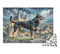 Cane Guardiano Puzzle 1000 Pezzi Carta per Adulti Scenario Castello Notturno Puzzle per Famiglia Relax Decorazione Regalo 38x26cm/1000pcs