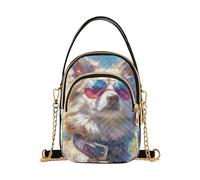 Cane Husky bianco con occhiali da sole alla moda crossbody viaggio con multi tasche borse per le madri
