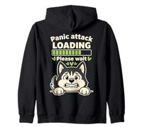 Cane Husky Divertente Attacco Panico Loading Design Felpa con Cappuccio