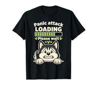 Cane Husky Divertente Attacco Panico Loading Design Maglietta