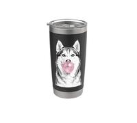 Cane Husky siberiano che soffia Schizzo di gomma da masticare Bicchiere termico in acciaio inox doppia parete
