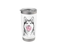 Cane Husky siberiano che soffia Schizzo di gomma da masticare Bicchiere termico in acciaio inox doppia parete