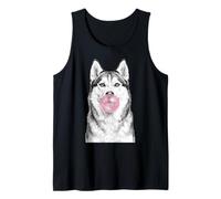Cane Husky Siberiano Che soffia Schizzo di Gomma da Masticare Canotta