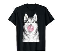 Cane Husky Siberiano Che soffia Schizzo di Gomma da Masticare Maglietta
