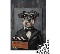 Cane In Abito Ritratto Puzzle 1000 Pezzi Carta per Adulti Tema Cinema Gioco di Puzzle 1000 Pezzi Decorazione Regalo Relax Famiglia 70x50cm/1000pcs