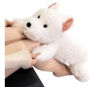 Cane in peluche - cuscino coccolone per cucciolo | morbido cuscino per cane bianco sdraiato | camera dei bambini, camera da, divano, ufficio, auto, regalo di Natale di compleanno