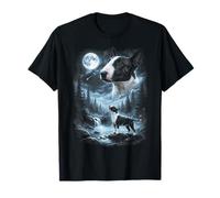 Cane Inglese Bull Terrier Che Ulula alla Luna retrò Anni '90 Maglietta