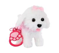 Cane interattivo al guinzaglio che parla con un telecomando musicale per bambina