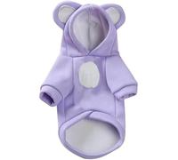 Cane Inverno Vestiti Caldi Carino Peluche Cappotto Felpe con Cappuccio Pet Costume Giacca per Cucciolo Gatto Freh Bulldog Chihuahua Abbigliamento per Cani di Piccola Taglia, Purple Bear, XS