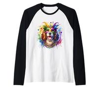 Cane Irish Water Spaniel Mardi Gras Maglia con Maniche Raglan