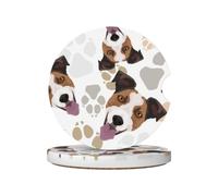 Cane Jack Russell Terrier e zampe, Sottobicchieri per portabicchieri auto, confezione da 2, sottobicchieri in ceramica assorbente con base antiscivolo in sughero.