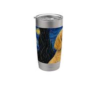 Cane Labradoodle giallo Van Gogh Notte stellata Bicchiere termico in acciaio inox doppia parete