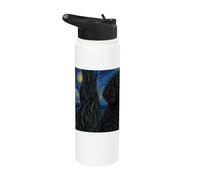 Cane Labradoodle nero Van Gogh Notte stellata Stainless Steel Insulated Water Bottle