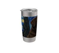 Cane Labrador Cioccolato Van Gogh Notte Stellata Bicchiere termico in acciaio inox doppia parete