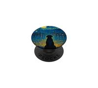 Cane Labrador Retriever nero che guarda il cielo di Van sull'acqua PopSockets PopGrip Adesivo
