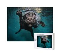 Cane Labrador Retriever nero che nuota,Puzzle in legno da 500 pezzi, gioco di famiglia, puzzle per adulti e adolescenti, decorazioni per la casa