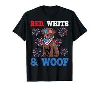 Cane Labrador Retriever Rosso Bianco E Woof 4 Luglio Maglietta