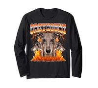 Cane levriero Flames 90s Bootleg Style Maglia a Manica