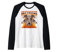 Cane levriero Flames 90s Bootleg Style Maglia con Maniche Raglan