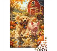 Cane maiale anatra puzzle 1000 pezzi mini per adulti idea regalo | Puzzle, 70 x 50 cm, in cartone, per amanti del puzzle, fatto a mano, regalo di compleanno, decorazione per il soggiorno
