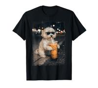 Cane Maltese Bianco soffice Che gode di caffè Freddo a Mezzanotte Maglietta