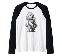 Cane maltese che suona sassofono musica jazz amante dei cani Maglia con Maniche Raglan