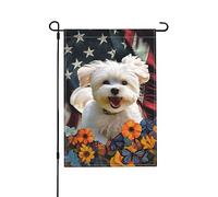 Cane maltese Il mio cane d'amore Carino Girasole Bandiera da giardino vibrante bifacciale 12 X 18 pollici Decorazione per casa Cortile