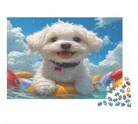 Cane maltese Jigsaw Puzzle Impossibili 1000Pcs Nube del cielo blu Decorazione Per La Casa. Giochi Rilassamento E Intelligence Per Adulti E Ragazzi Da 14 Anni 1000pcs (75x50cm)