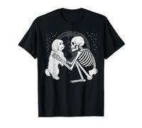Cane Maltese Skeleton Moon Halloween Dog Lover Maglietta
