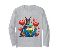 Cane Manchester Terrier, Earth Day Hug Love Owner Planet Globe Maglia a Manica