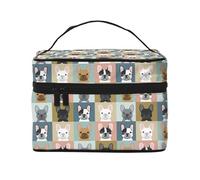 Cane modello ritratti Bulldog francese, Borsa per il trucco Borsa per cosmetici Borsa da toilette da viaggio portatile Astuccio per matite Astuccio da toilette