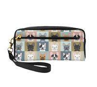 Cane modello ritratti Bulldog francese, Borsa per il trucco Borsa per cosmetici Borsa da viaggio portatile da toilette Astuccio in pelle per donne e ragazze