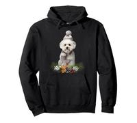 Cane Natale Tema Bichon Frise Felpa con Cappuccio
